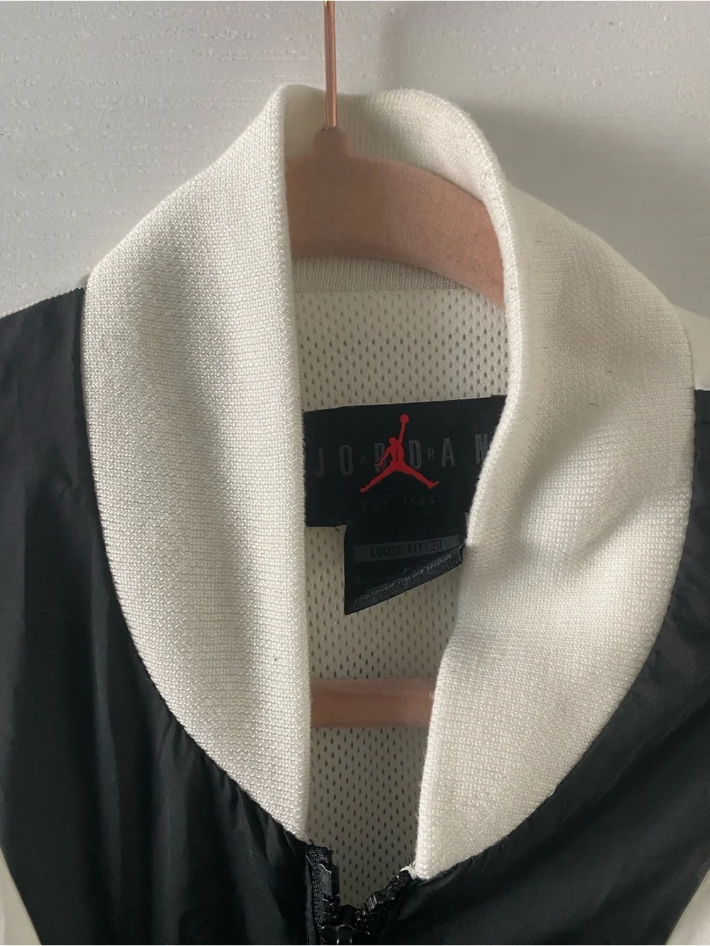 Jordan Flight MVP Black Off White Nylon Varsity Streetwear Y2K Bomber Jacket S